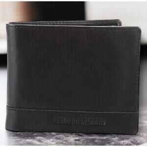 Spikes & Sparrow Alexander Black Leather RFID Billfold Credit Card Wallet Combo